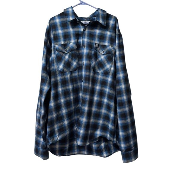 Dixxon Flannel Shirt Mens 2XT Blue West Coast Customs Button‎ Down Plaid Pockets - Picture 1 of 14